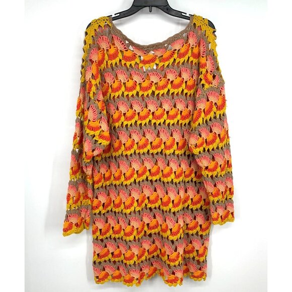 Free People Dress RARE Fan Crochet Long Sleeve Tunic Coverup - Picture 8 of 11